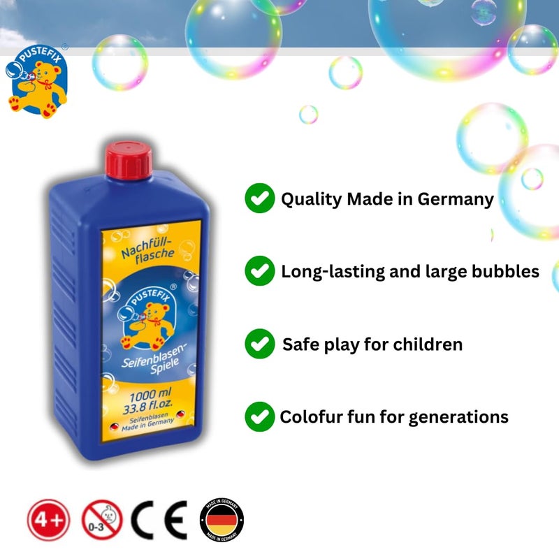 PUSTEFIX 33.8 oz Refill Bottle of Pustefix Liquid Bubble Blowing Soap Solution, 1000ml - Image 3